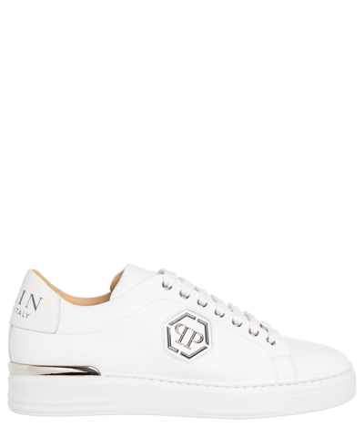 Philipp Plein Hexagon Leather Sneakers In White