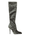 Saint Laurent Bonnie Velvet Boots In Grey