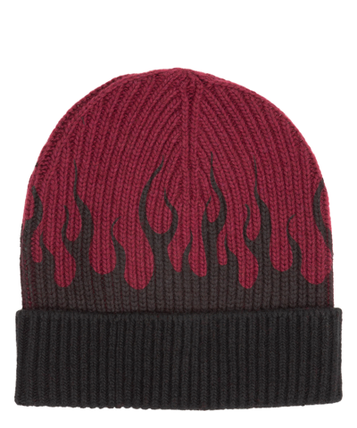 Vision Of Super Flames Cashmere Beanie In Red