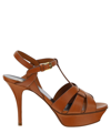 Saint Laurent Tribute 105mm Leather Platform Sandals In Brown