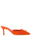 Manolo Blahnik Maysale 70 Buckle Suede Mules In Orange