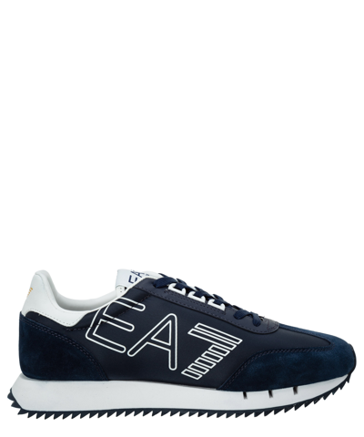 Ea7 Logo-print Lace-up Sneakers In Blue