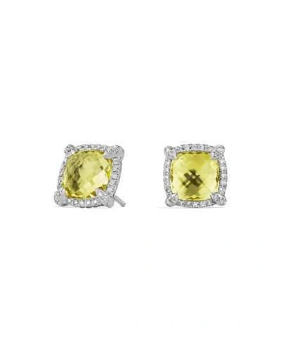 David Yurman Sterling Silver Chatelaine Pavé Diamond And Black Orchid Stud Earrings In Yellow/silver