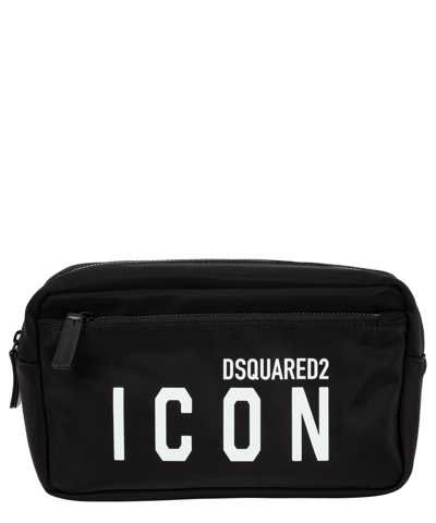 Dsquared2 Icon Logo Printed Toiletry Bag In Black