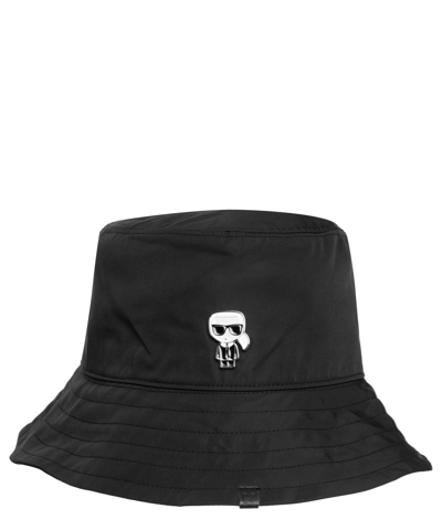 Karl Lagerfeld K/ikonik-print Bucket Hat In Black