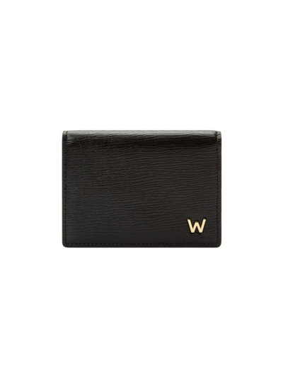 Wolf W Leather Gusset Card Case In Black
