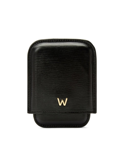 Wolf Men's W-plaqu&eacute; Recycled Leather Molded Card Holder In Black