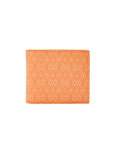 Wolf Men's Vegan Monogram Billfold Wallet W/ Coin Pocket In Orange