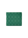 Wolf Men's Vegan Monogram Billfold Wallet W/ Coin Pocket In Green