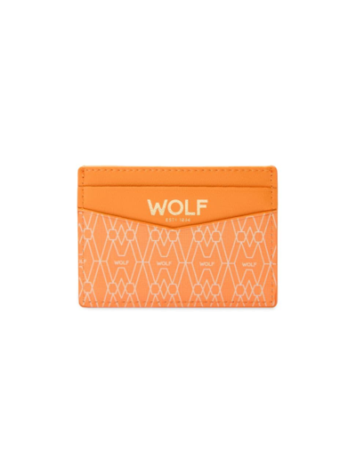 Wolf Signature Leather Cardholder In Orange