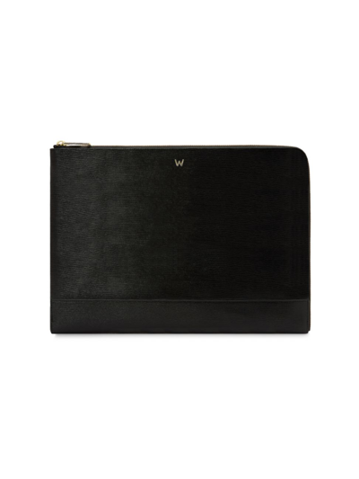 Wolf W Leather Laptop Sleeve In Black