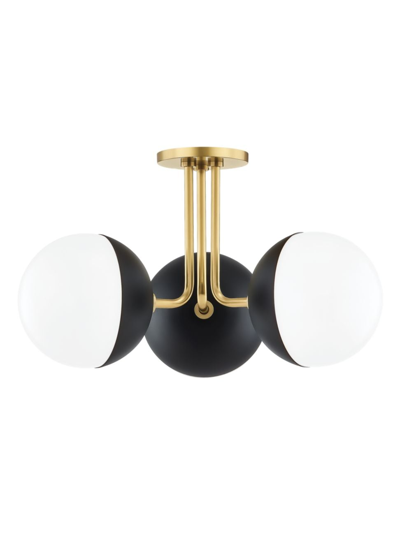 Mitzi Renee 3-light Semi Flush Mount In Aged Brass