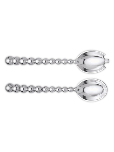 Mariposa String Of Pearls 2-piece Salad Servers Set In Silver
