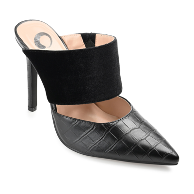 Journee Collection Sutonn Croc Embossed Mule Pump In Black