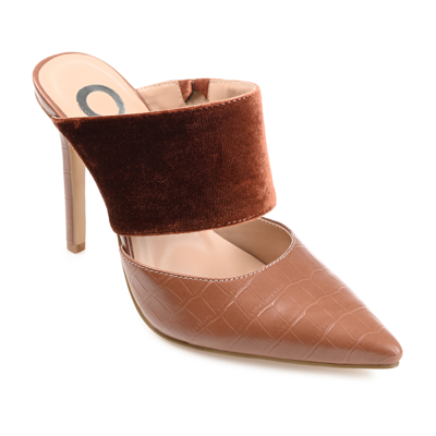 Journee Collection Sutonn Croc Embossed Mule Pump In Brown