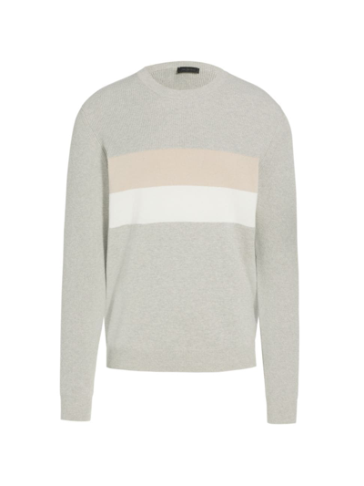 Saks Fifth Avenue Men's Collection Colorblocked Rib-knit Cotton Sweater In Mirage Gray Heather