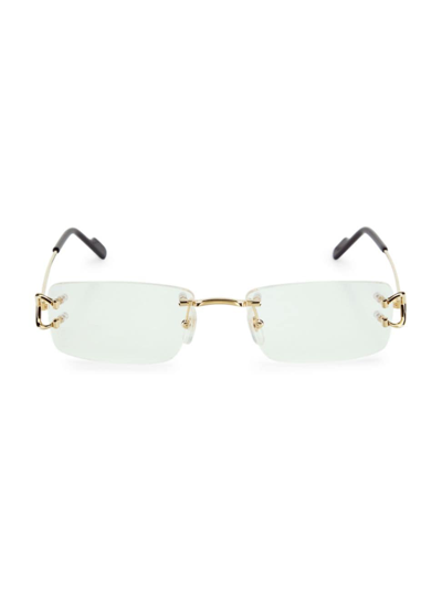 Cartier Men's Signature C Rimless 24k Gold-plated 56mm Rectangular Eyeglasses In Pattern