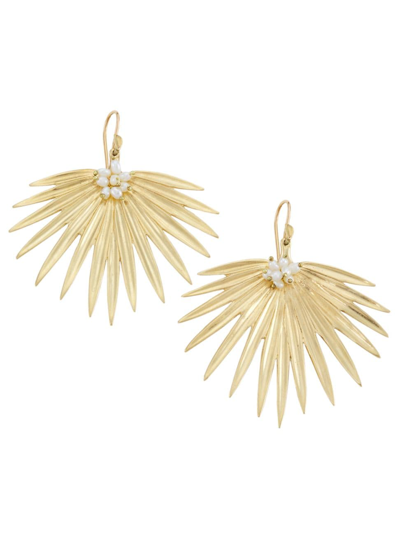 Annette Ferdinandsen Women's Tropical 14k Yellow Gold & Natural Freshwater Pearl Large Palm Fan Drop Earrings