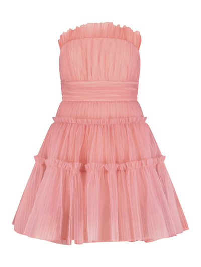 Bcbgmaxazria Womens Strapless Tulle Mini Dress In Pink