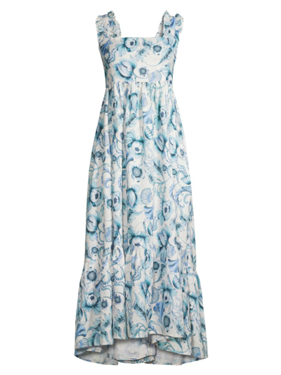 The Lazy Poet Women's In The Pursuit Of Magic Mika Floral Shell Midi-dress In Blue Medusa
