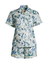 THE LAZY POET WOMEN'S IN THE PURSUIT OF MAGIC NINA FLORAL & SHELL LINEN PAJAMAS