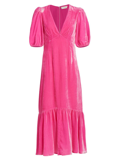 Rhode Ester Gathered Velvet Midi Dress In Jaipur