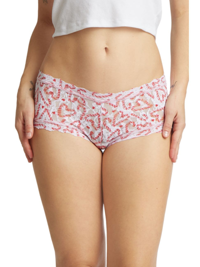 Hanky Panky Printed Signature Lace Boyshorts In Candy Cane