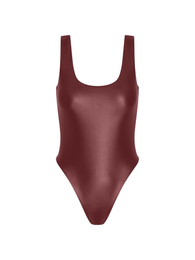 Commando Women's Matte Metallic High-cut Bodysuit In Copper