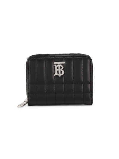 Burberry Women's Mini Lola Quilted Leather Zip-around Wallet In Black