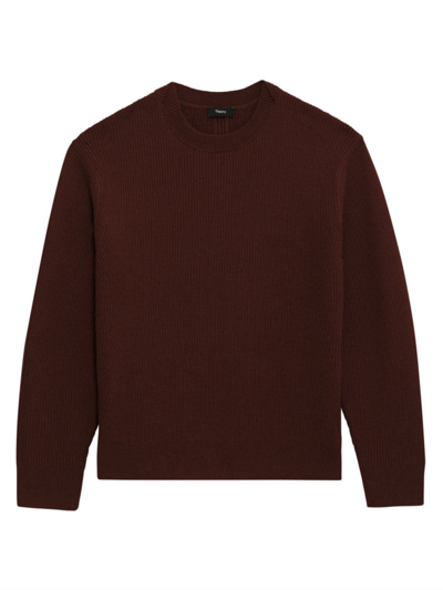 Theory Men's Lamar Rib-knit Wool Crewneck Sweater In Chocolate