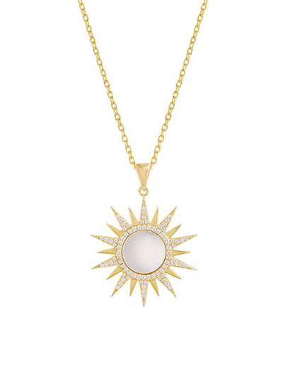 By Adina Eden Women's Spiked Pendant 14k Gold-plate, Mother-of-pearl & Crystal Necklace