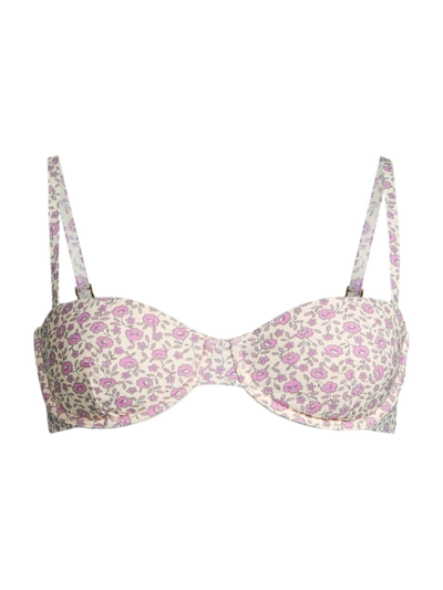 Tory Burch Women's Floral Underwire Bikini Top In Pink Floral