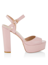 Stuart Weitzman Retro And Romantic Leather Platform Sandals In Ballet