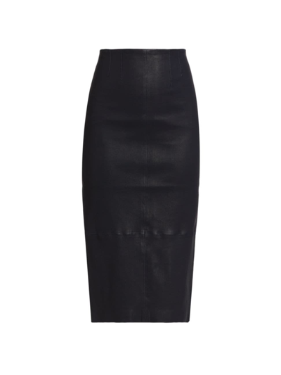 Veronica Beard Kaliyah Leather Pencil Skirt In Blue