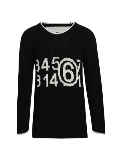 Mm6 Maison Margiela Logo Sweater In Cotton Knit And Jersey In Black