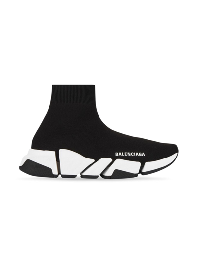 BALENCIAGA WOMEN'S SPEED 2.0 RECYCLED KNIT SNEAKERS WITH BICOLOR SOLE