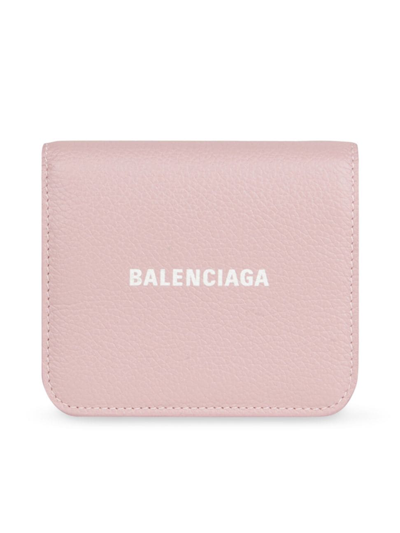 Balenciaga Cash Flap Coin And Card Holder In Pink White