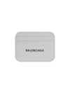 Balenciaga Cash Logo-embossed Woven Card Holder In Silver Black