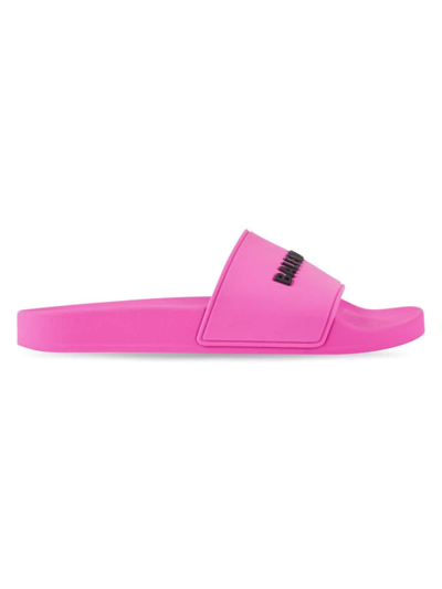 Balenciaga Piscine Logo-embossed Rubber Slides In Pink