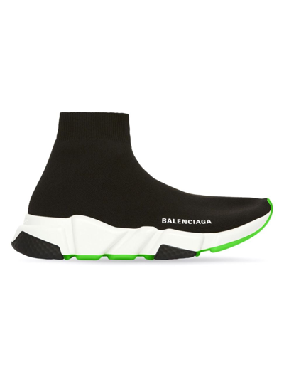 Balenciaga Speed Sock Sneakers In Black White Green