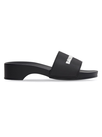 Balenciaga 40mm Bb Pool Wedge Slide Sandals In Black