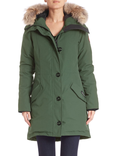 Canada Goose Women's Rossclair Fur Trim Down Parka In Algonquin Green