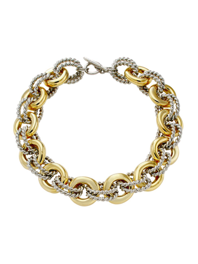 Kenneth Jay Lane Gold And Silver Link Necklace In Gold Silver