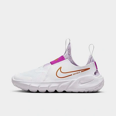 Nike Little Kids' Flex Runner 2 Running Shoes In White/metallic Copper/violet Frost/vivid Purple