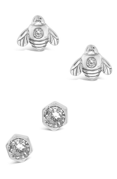 Sterling Forever Set Of 2 Bee Stud Earrings In Silver