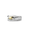DAVID YURMAN X CROSSOVER RING IN SILVER WITH 18K GOLD, 6MM,PROD191290015