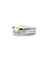 David Yurman X Crossover Ring In Silver With 18k Gold, 6mm In Silver/gold