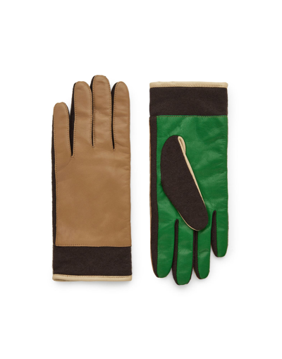 Cos Colour-block Leather Gloves In Beige