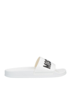 Moschino Slide Sandals With Logo In White