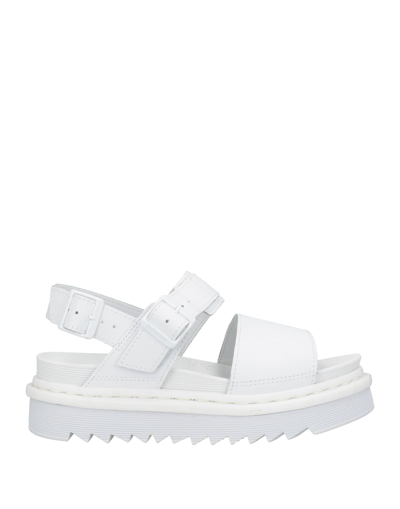 Dr. Martens Voss Mono White Leather Double Strap Buckled Sandals